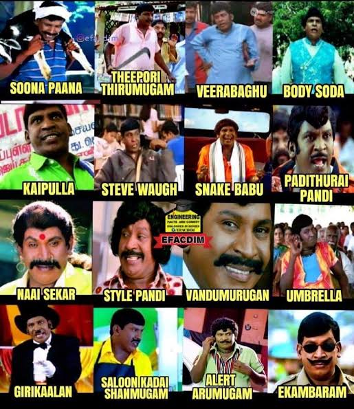 The legend. Say what you want about other comedians.. To me Vadivelu is the best. The man has done so much that it's hard to choose a favorite comic role. Whatta man 