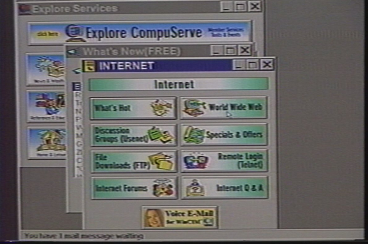 the internet and web sections of compuserve