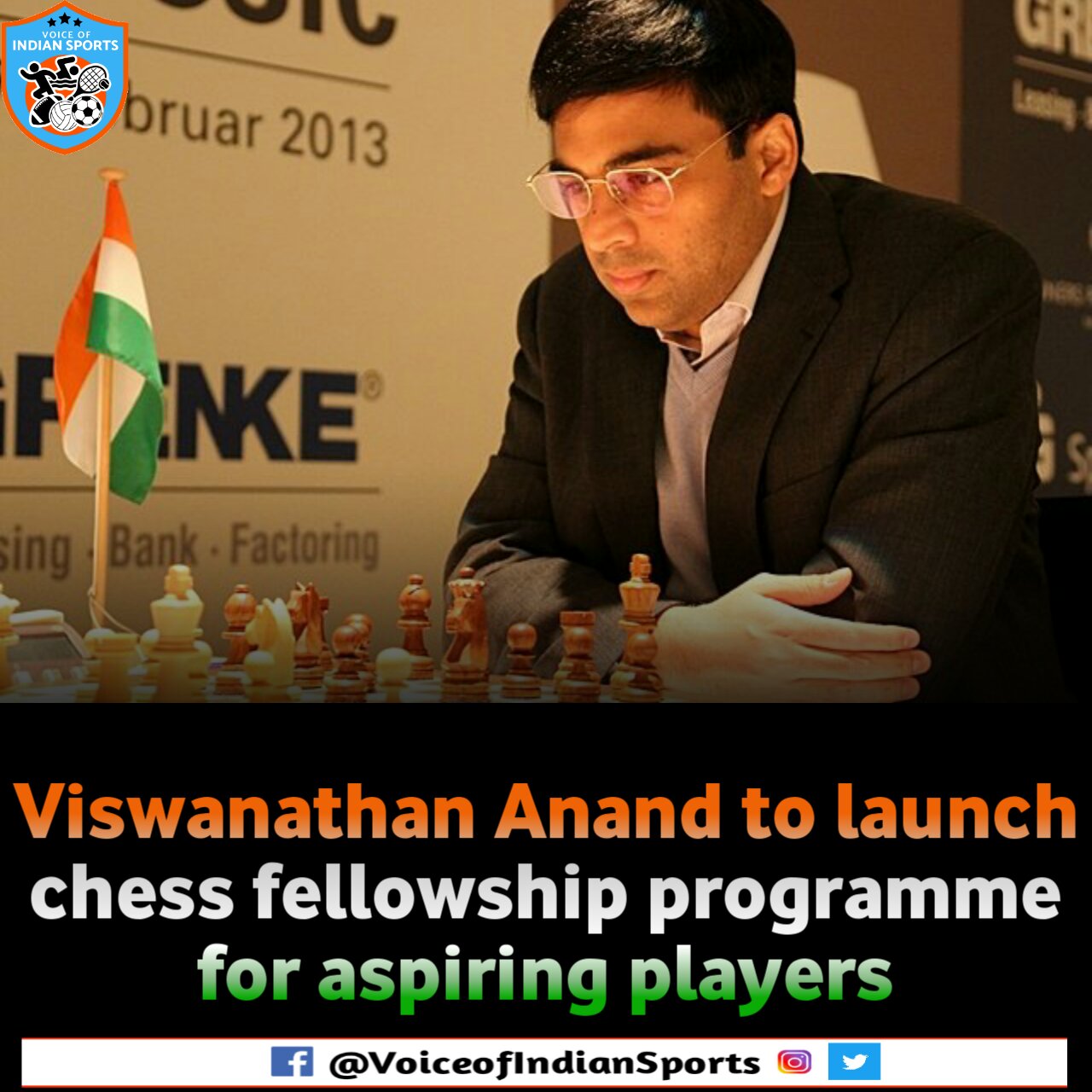 Voice of Indian Sports on X: Vishwanathan Anand in collaboration with  WestBridge capital to launch a Chess fellowship program by establishing  WestBridge-Anand Chess Academy(WACA). The academy aims to find potential  young candidates