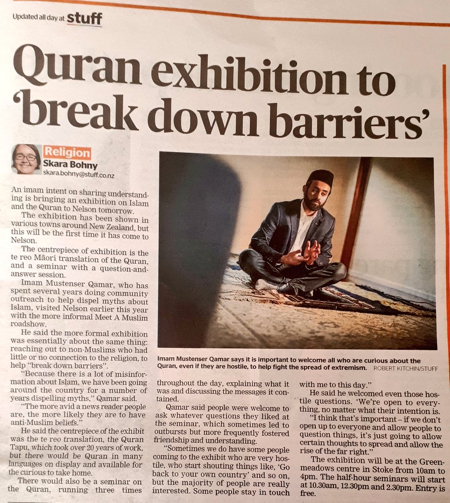 MustenserAQamar's tweet photo. We are hosting the 1st Quran Exhibition in the city of Nelson #NewZealand 🤲
https://t.co/sj8IO5vWBZ
#MeetAMuslimNZ #TrueIslamNZ https://t.co/alwJ1gIYz1