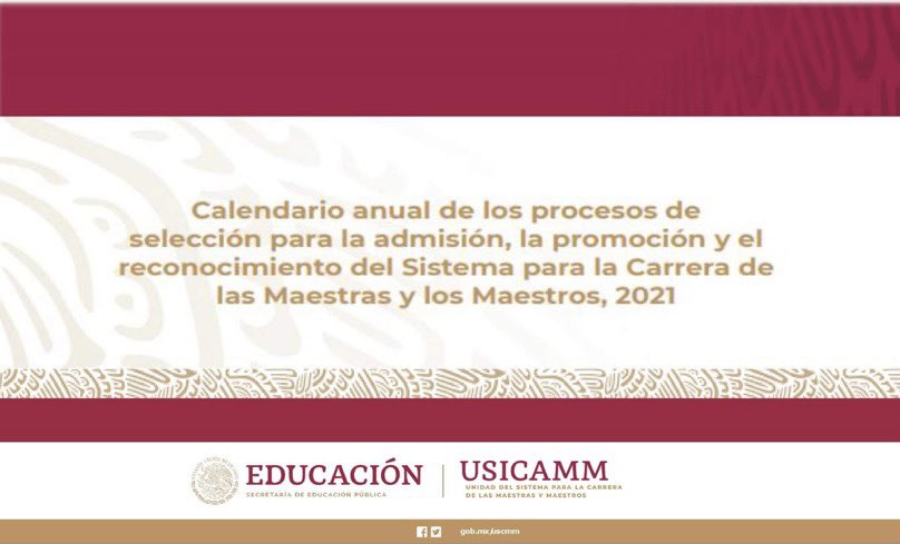 USICAMM_OFICIAL's tweet photo. ¡Ya se encuentra disponible de consulta el Calendario para los procesos del Sistema para la Carrera de las Maestras y los Maestros 2021!

Consúltalo aquí 👇🏻

https://t.co/RYzke1qiKY https://t.co/b9gK67SYQ5
