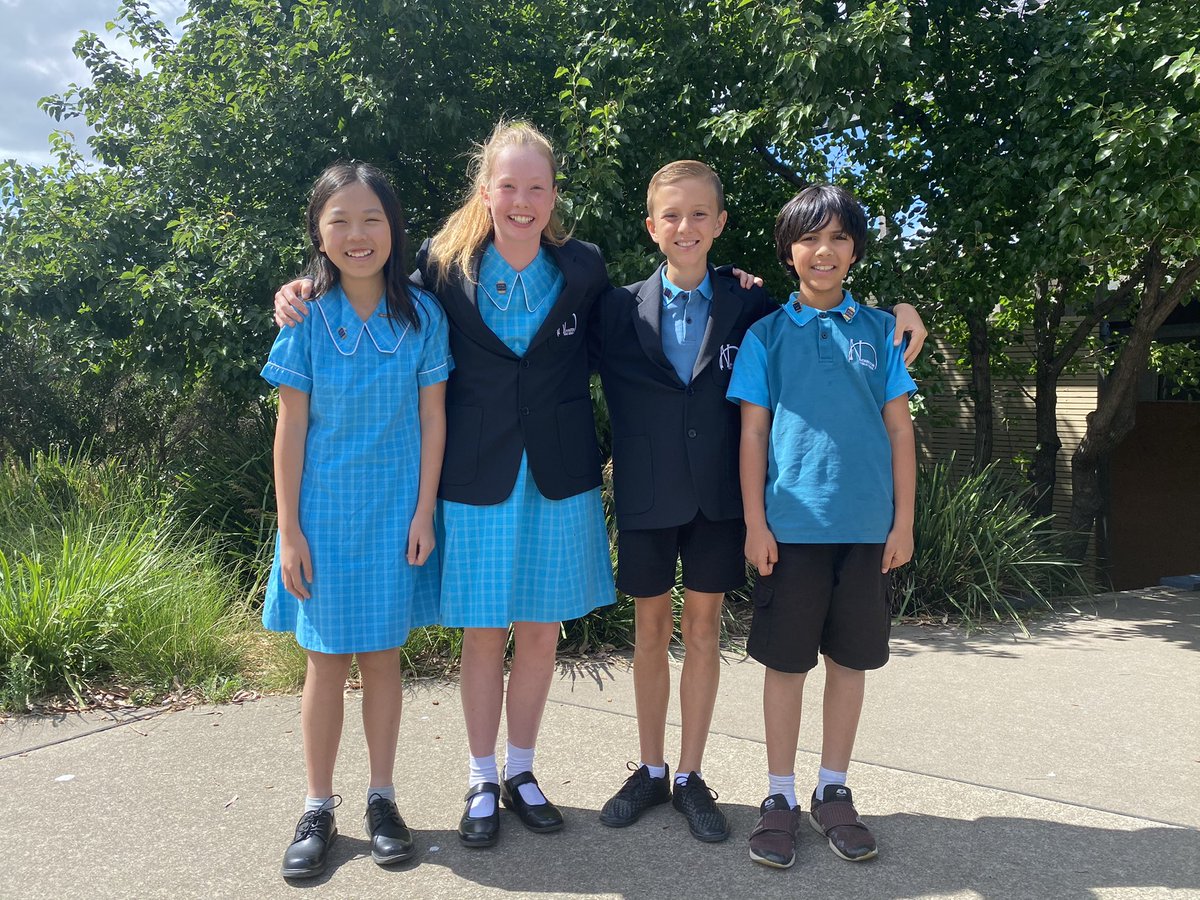Presentation Day - 2014 (Emily and Cooper), 2020 (Anna and Evan) and newly elected 2021 (Constance and Taj) school captains.