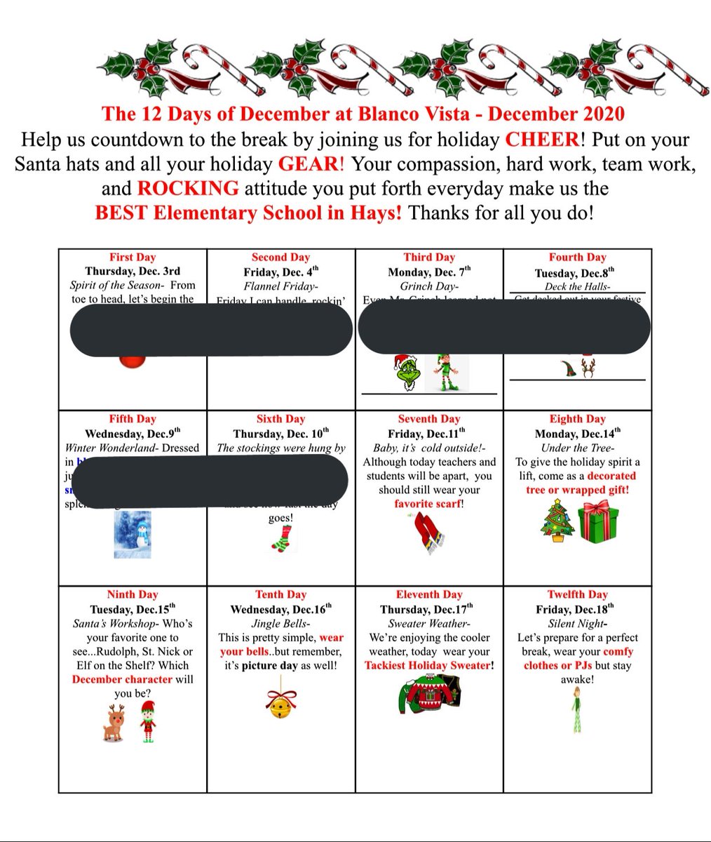 We’ve got some super fun “holiday style spirit days” coming up <a href="/blancowildcats/">BVESWildcats</a> this next week. 👏🏻🎄 #hayslib