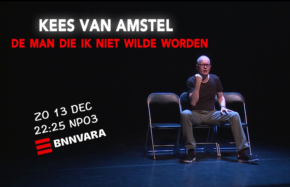 Zondag 13 dec zendt <a href="/BNNVARA/">BNNVARA</a> "De Man Die Ik Niet Wilde Worden" van <a href="/keesvanamstel/">kees van amstel</a> uit.
Kijken..!! #comedy #cabaret #lachen #lol