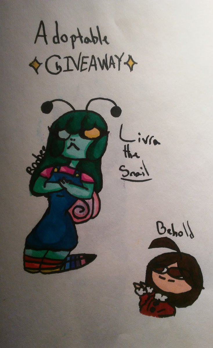 ItzRoobee's tweet photo. Behold... AN ADOPTABLE RAFFLE!! 

Since the Art Raffle is currently on hold (me drawing them one by one smh) let's do another little 1, with Livra the Snail! 

How to Enter this raffle? Just like and RT! There will be only 1 person getting this because I want to see how it goes. https://t.co/bBahptew5x