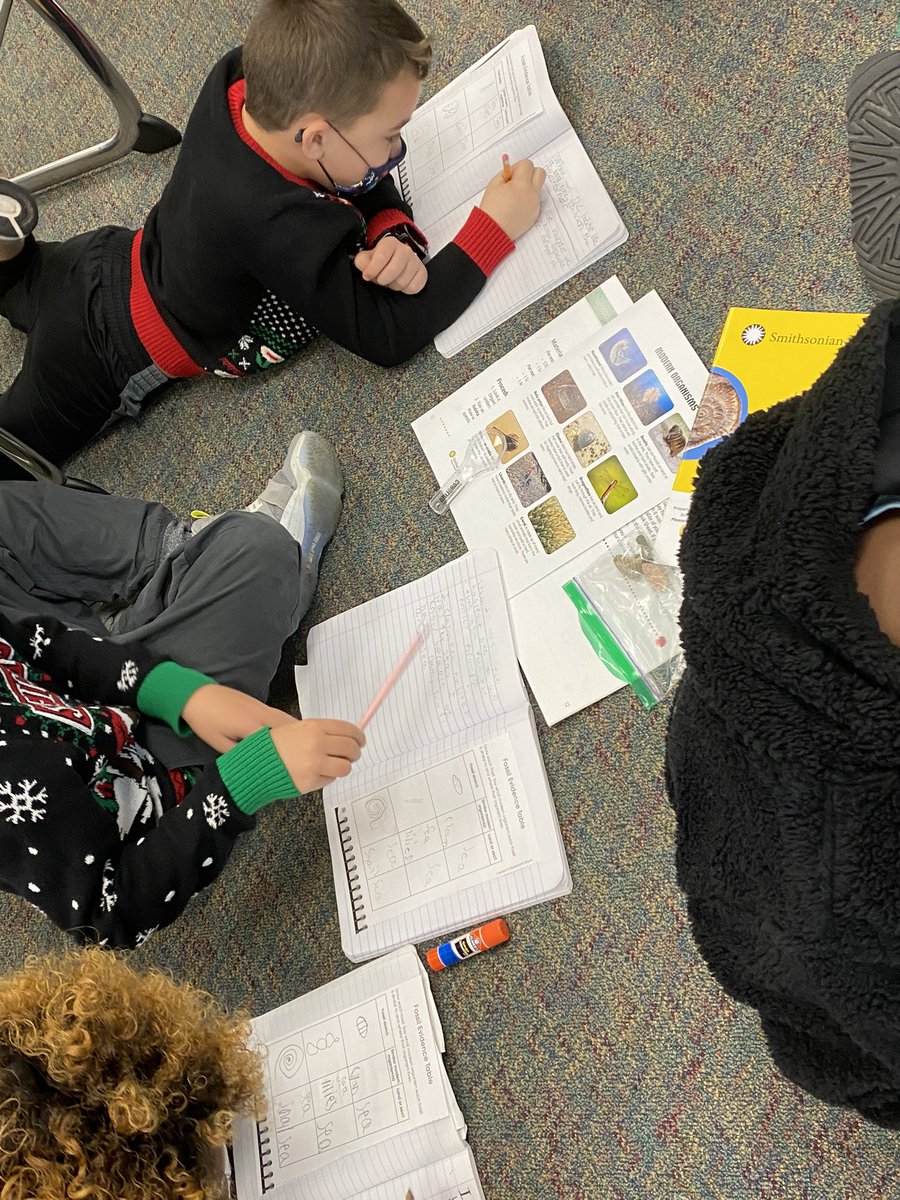 DJeneault's tweet photo. Fossil CSI lab. These kiddos are so amazing each day. They are my will power to keep showing up. #lovethesekiddos #science #claimsandevidence #sciencenotebooks @ocmboces @SmithsonianScie @CarolinaBio @c_leece @hollylynn48 #OCMscience https://t.co/aK3wVitLZZ
