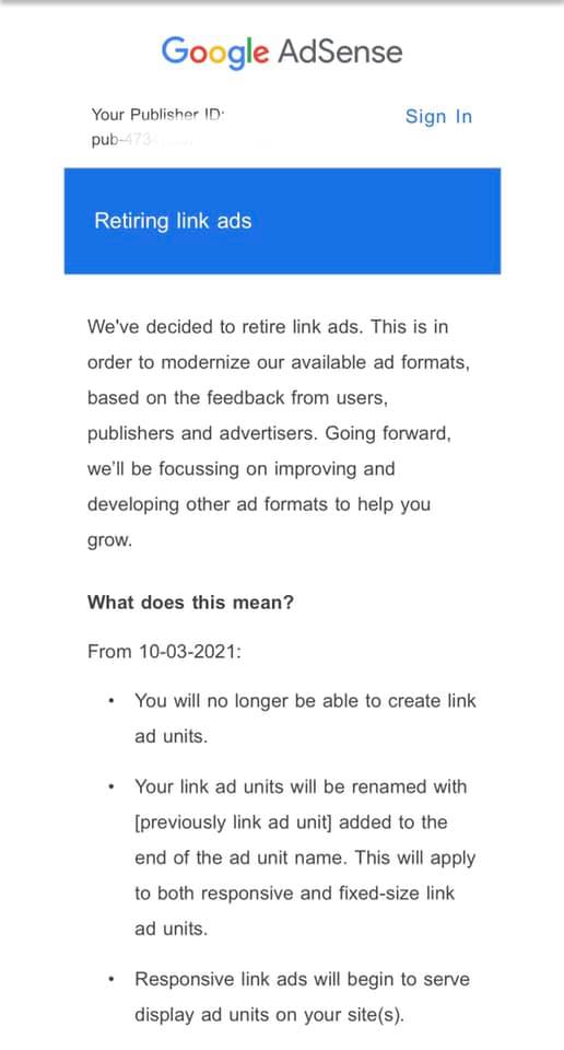 adivyas_'s tweet photo. Link Ads are being removed! CTR is gonna go down but that also mean CPC are likely to increase. 

What are your future plans @AdSense ?  #googleads #GoogleAdSense #Adsense https://t.co/tbuueBDx79