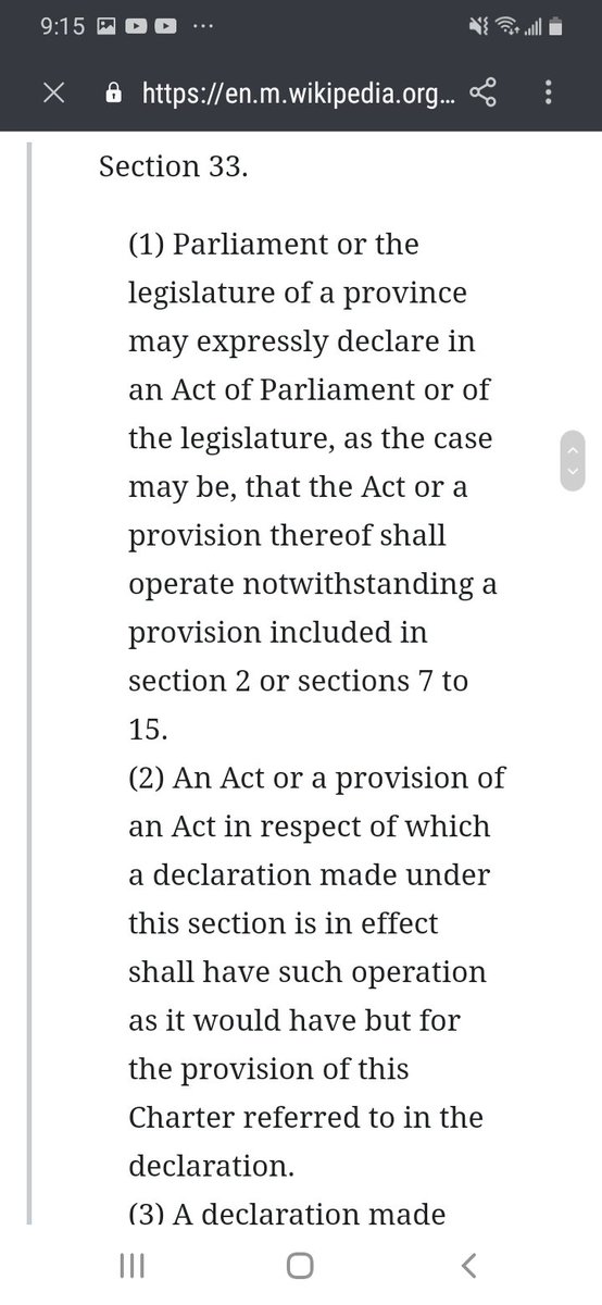 Also the charter has section 33So if the government can exert their power to override certain sections of the charter, are they rights or privileges?