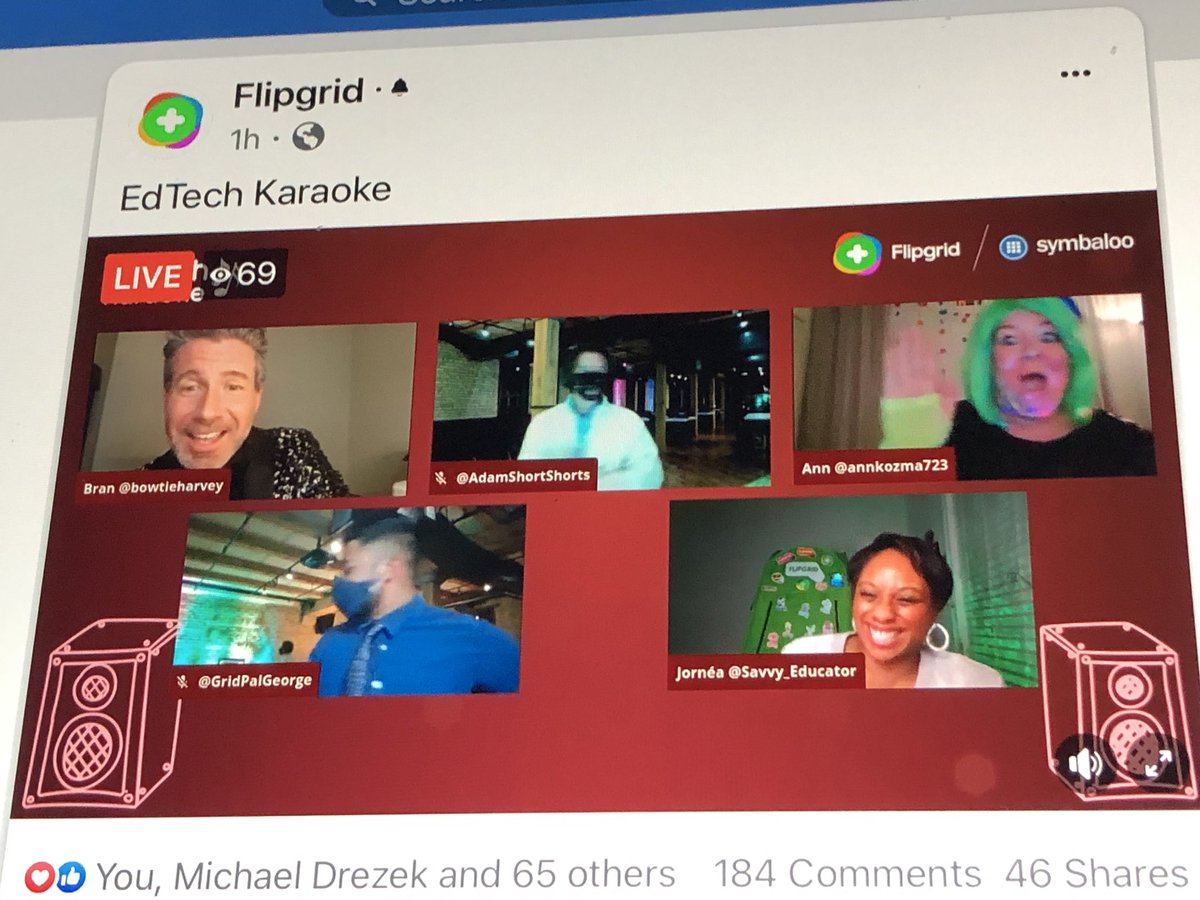 LindaEdwardsi's tweet photo. @Flipgrid #EdTechKaroke @GridPalGeorge @annkozma723 @jessxbo @Savvy_Educator So many talented folks performing π€ππ€π https://t.co/qe2jMzGEY9