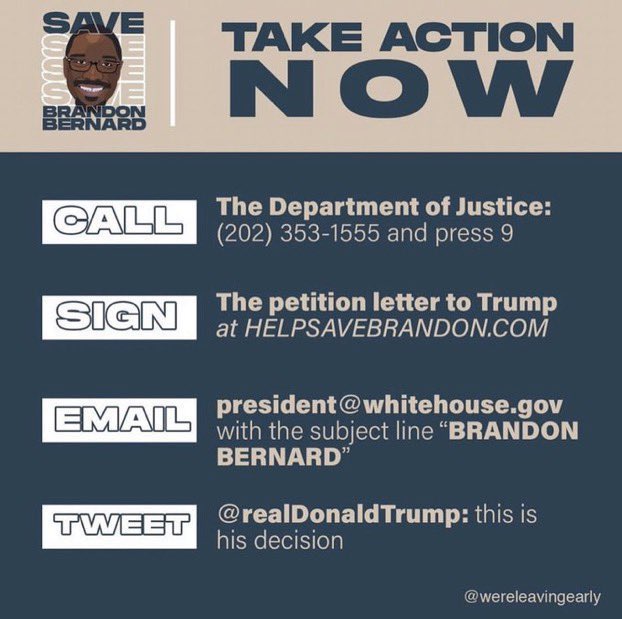 uarmybrry's tweet photo. ‼️ SPREAD THIS PLEASE ‼️
RT this or email, sign and call. Let’s help Brandon !!
#brandonbenard #HelpSaveBrandon #SaveBrandonBernard #SAVEBRANDON #HelpSaveBrandonBernard https://t.co/QFBZ5d2f53
