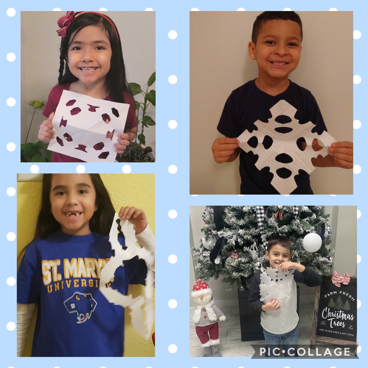 My Heroes showing their unique snowflake they made with their family!! ❄️ ❄️ ❄️ #10daysofChristmas #TeamSISD #HeroSTRONG #PHE💜