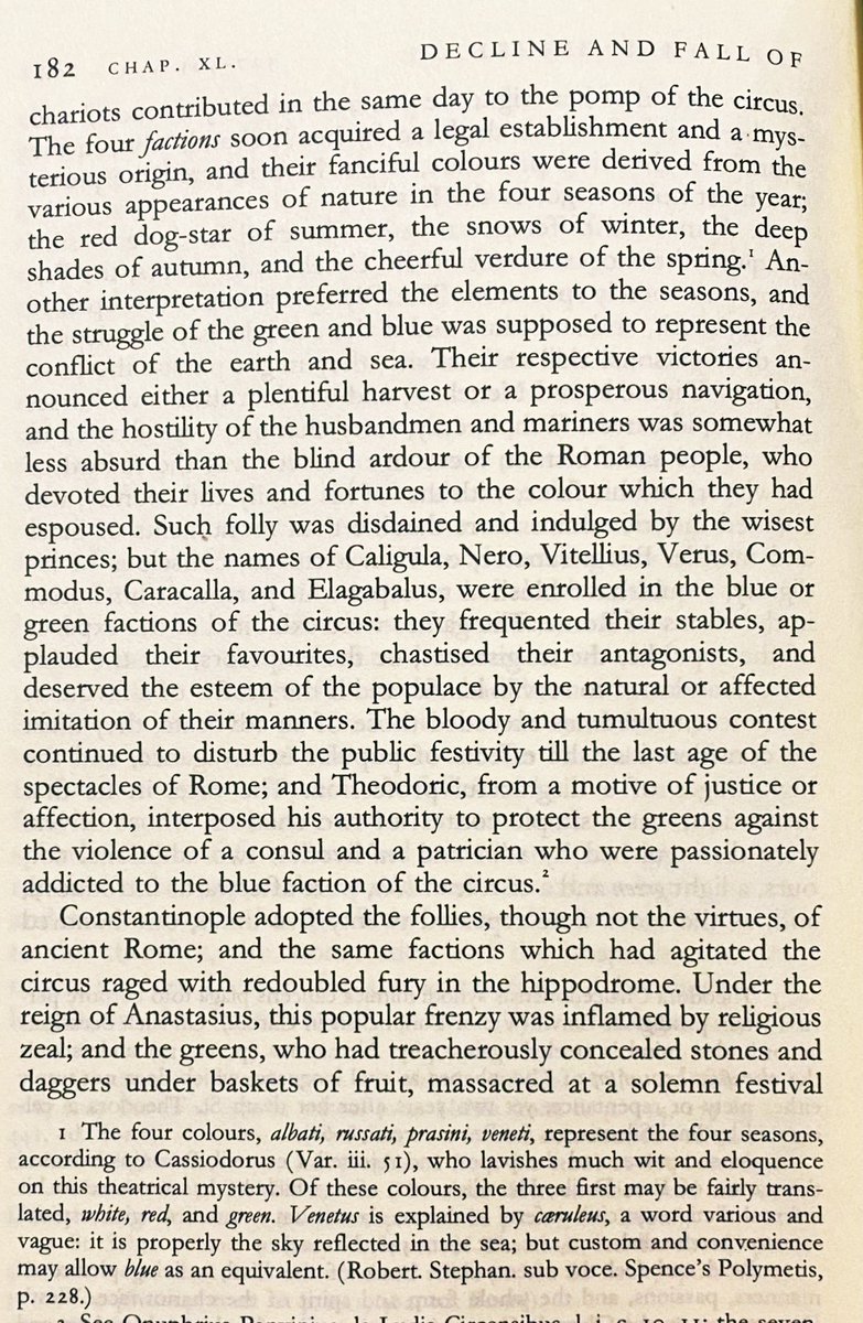 NPRinskeep's tweet photo. Decline and Fall of the Roman Empire on mindless partisans: “Every law...was trampled under foot; and as long as the party was successful, its deluded followers appeared careless of private distress or public calamity.” It started with chariot races. Three pages worth your time. https://t.co/LYnDKfoxyx
