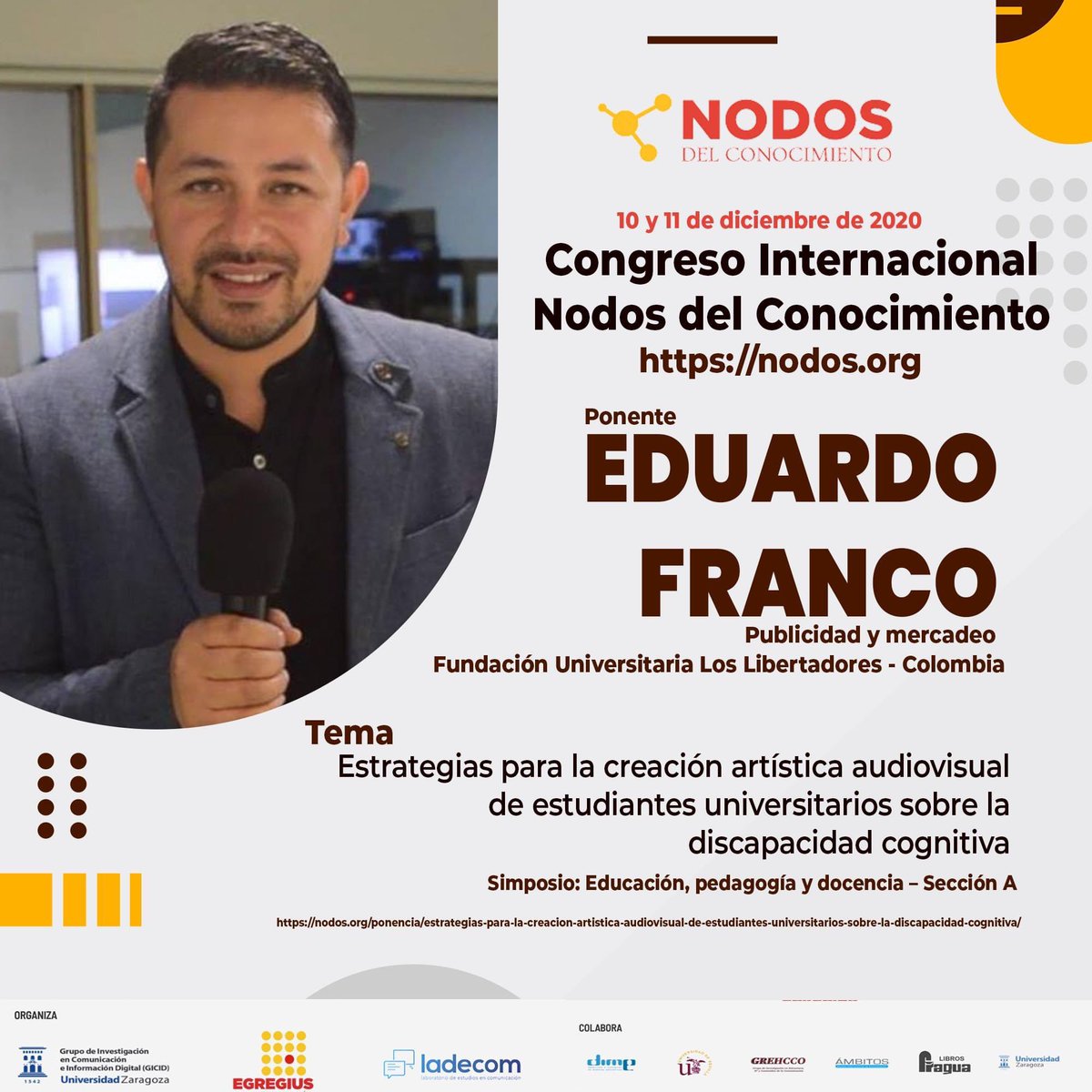 jennydanna1's tweet photo. El grupo de investigación #FullCCT de @UniLibertadores te presenta a los #FullInvestigador(es) de la facultad de Ciencias de la Comunicación que participaran en el @CongresoNodos del #Conocimiento desarrollado por la @unizar 👉🏻#FullInvestigaciones https://t.co/f9zvlrM9kS