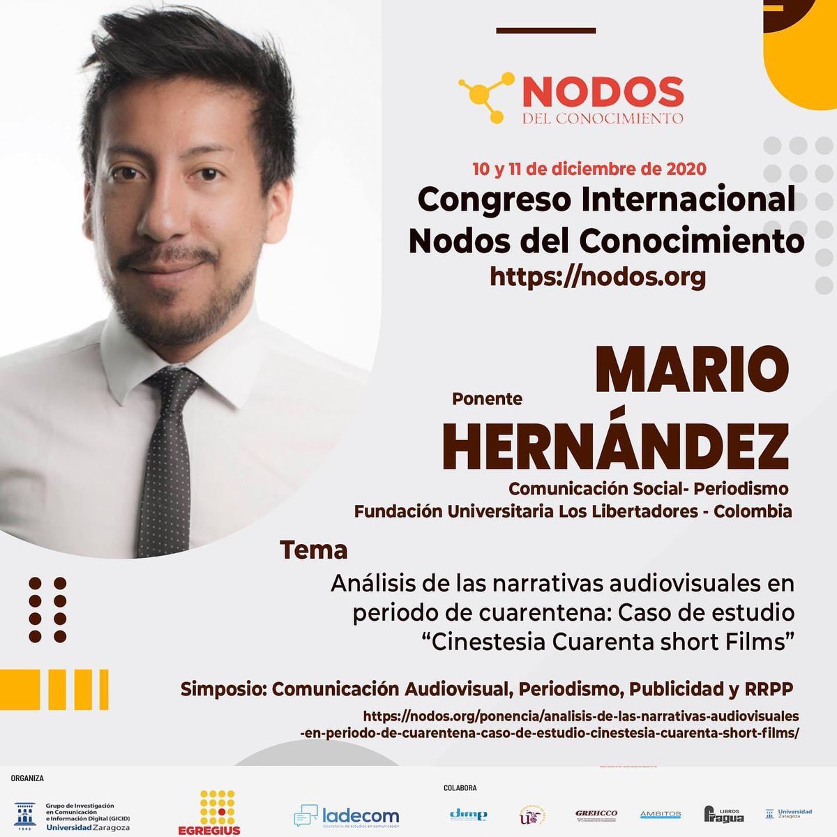 jennydanna1's tweet photo. El grupo de investigación #FullCCT de @UniLibertadores te presenta a los #FullInvestigador(es) de la facultad de Ciencias de la Comunicación que participaran en el @CongresoNodos del #Conocimiento desarrollado por la @unizar 👉🏻#FullInvestigaciones https://t.co/f9zvlrM9kS