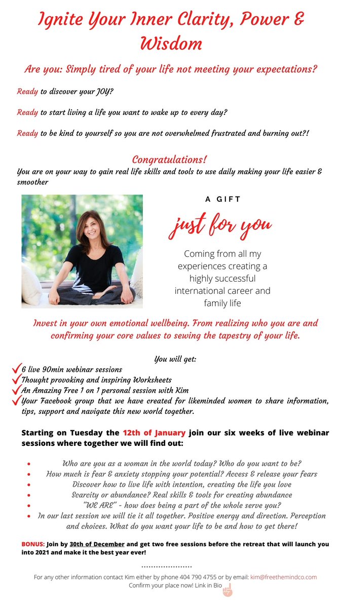 FreetheCo's tweet photo. A holiday gift just for you! Invest in your own Emotional Wellbeing! Make 2021 the best year yet! Confirm your place now!   #freethemindco #kimnormanddobrin #6live90minwebinarsessionshttps://freethemindco.com/individual-offerings/womens-free-the-mind-co-retreat/      .  . https://t.co/dU15VOHpq1