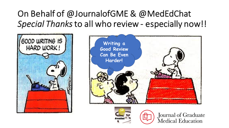 Deb Simpson (@debsimpson3) on Twitter photo On Behalf of <a href="/JournalofGME/">JGME</a> & <a href="/MedEdChat/">MedEd Chat (hosted by ACE)</a> we want to extend a SPECIAL THANKS to all who serve as peer reviewers! And especially now as #MedEducator journal submissions surge during #Covid. #MedEdChat <a href="/AcadMedJournal/">Academic Medicine</a> <a href="/MedTeachJournal/">Medical Teacher</a> <a href="/pmeded/">Perspectives (PME)</a> <a href="/advhlthsciedu/">Advances in Health Sciences Education</a> <a href="/asmeofficial/">Association for the Study of Medical Education</a> @TLMedEd On Behalf of <a href="/JournalofGME/">JGME</a> & <a href="/MedEdChat/">MedEd Chat (hosted by ACE)</a> we want to extend a SPECIAL THANKS to all who serve as peer reviewers! And especially now as #MedEducator journal submissions surge during #Covid. #MedEdChat <a href="/AcadMedJournal/">Academic Medicine</a> <a href="/MedTeachJournal/">Medical Teacher</a> <a href="/pmeded/">Perspectives (PME)</a> <a href="/advhlthsciedu/">Advances in Health Sciences Education</a> <a href="/asmeofficial/">Association for the Study of Medical Education</a> @TLMedEd
