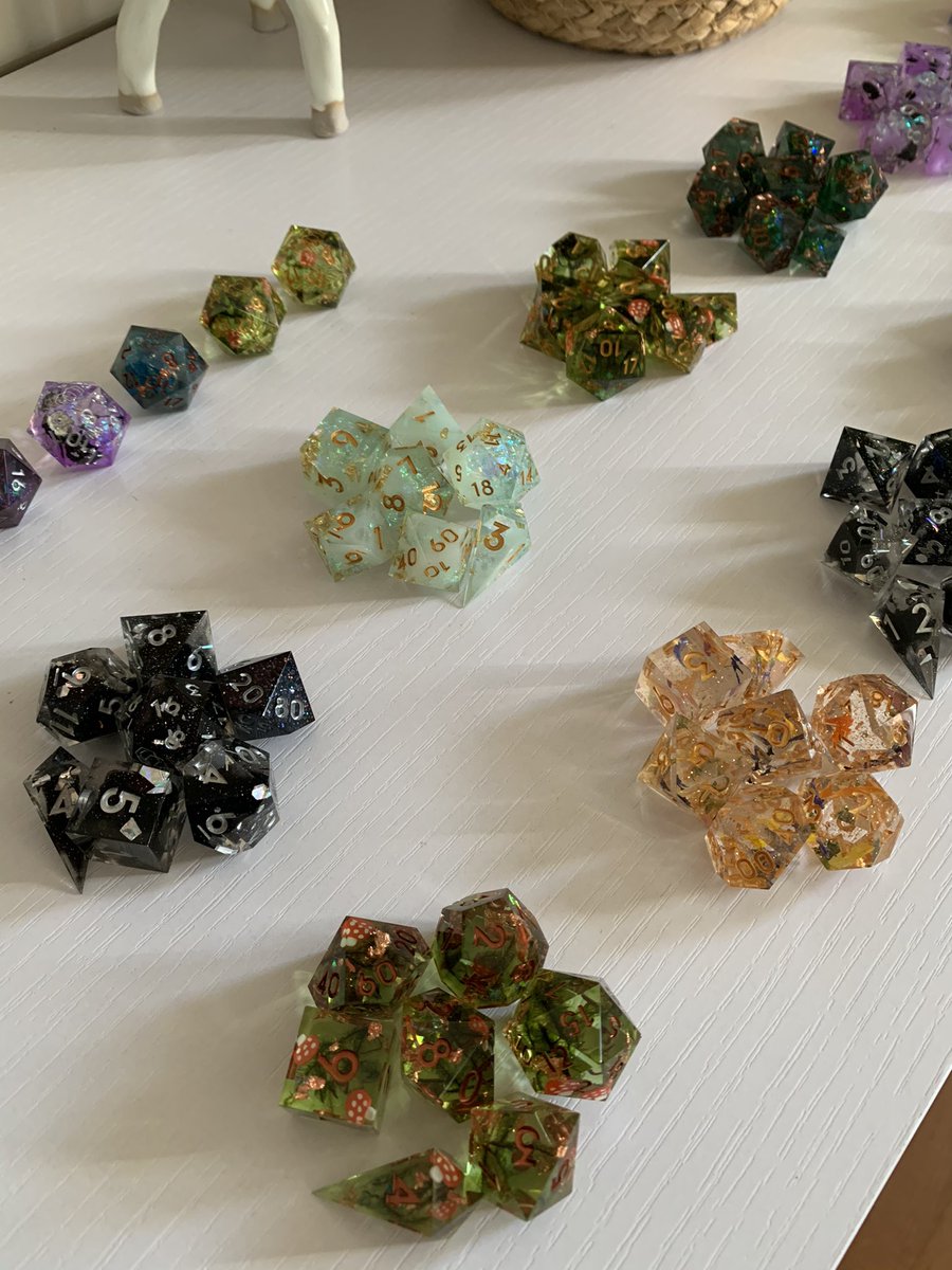 d_twinty's tweet photo. Thank you so much to everyone who ordered! We will start packing orders tomorrow. Our next shop update will most like be February ✨💜 #handmadedice #diceupdate #resinart #dicegoblin #dicehoard https://t.co/VXpwv3wc4r
