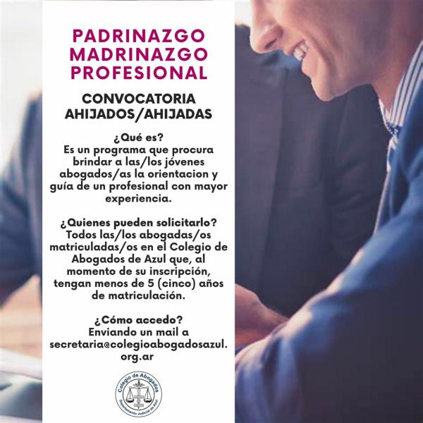 colabogadosazul's tweet photo. 🗞#NoticiasCAA | 🆕Comienza a implementarse el programa de Padrinazgo/Madrinazgo Profesional que procura brindar a las/os jóvenes abogadas/os la orientación y guía de un/a profesional con mayor experiencia ➡ https://t.co/1GS0jCAUMi
#CAA2020 #SiempreJuntoAvos #Conectados https://t.co/DXY48dkpqT