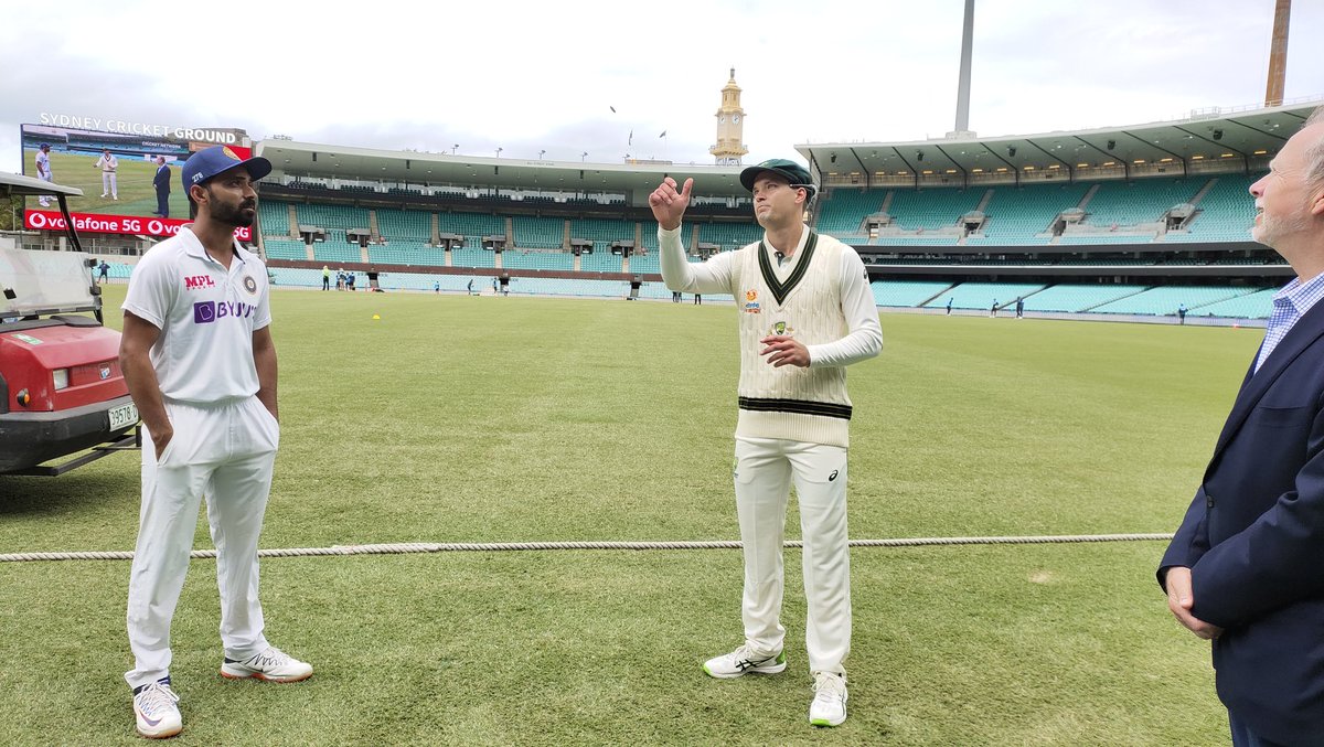 BCCI's tweet photo. Update: Captain @ajinkyarahane88 has won the toss and has opted to bat first. 

India: Ajinkya Rahane (C), Prithvi Shaw, Mayank Agarwal, Shubman Gill, Hanama Vihari, Rishabh Pant, Wriddhiman Saha, Navdeep Saini, Mohd. Shami, Mohd. Siraj, Jasprit Bumrah https://t.co/dCFLVDYCMD