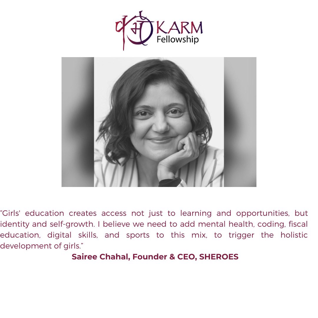KarmFellowship's tweet photo. Meet our Mentors - Thank you @Sairee for being part of KARM. Our Fellows will learn from your experience & guidance #karmtrust #karmfellowship @sheroes #mentor #mentoring #Mentorship #leadership #Fellowship #genderequality #womenentrepreneurs #womenfounders @NITIAayog https://t.co/7aR6rXQuOg
