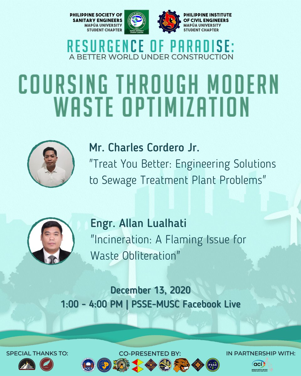 PSSE_MUSC's tweet photo. "Sustainablity is treating ourselves and our environment as if we are going to live on this earth forever." -Arron Wood
#PICExPSSE_CESEWeek | Coursing through Modern Waste Optimization https://t.co/qaTTLYN0ks