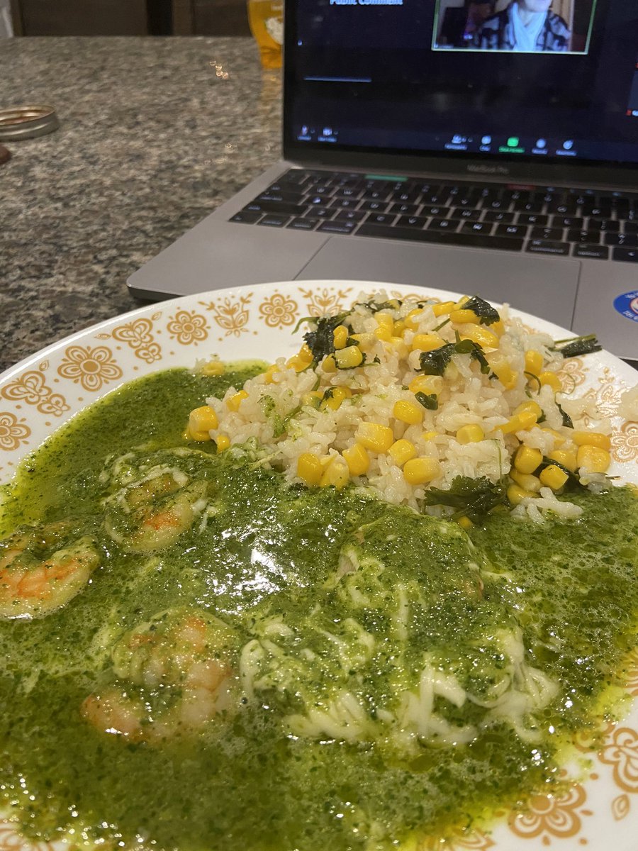 normachavezp's tweet photo. Multi tasking at its best tonight. Was 1st to give public testimony in support of @CD4Monica for council president, still listenings to hrs of diverse voices from entire city speaking in support of her leadership & cooking my favorite quarantine meal #culichishrimp #cilantrorice https://t.co/JoNg8Tj5as