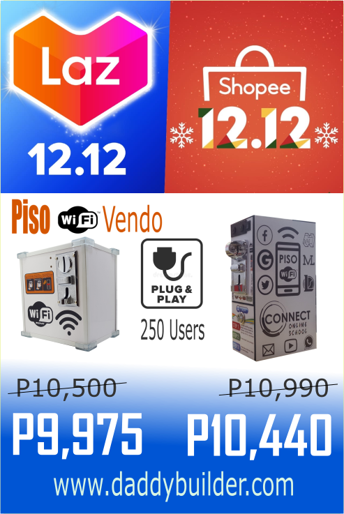daddybuilder1's tweet photo. Check out our 12.12 deals on our Piso Wifi Vendo 

LAZADA:
https://t.co/IpIWl8pnD6

SHOPEE:
https://t.co/b0bRkGBw7F

#Piso
#PisoWifi
#PisoWifiVendo
#PisoWifiMachine
#Pisowifivendomachine
#Business
#Passiveincome
#Plug&amp;Play
#Vendo https://t.co/EL4fmR01BC