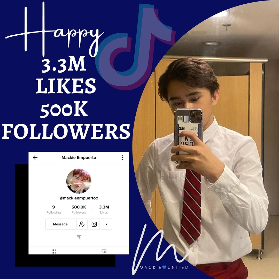 mackieunited_'s tweet photo. Yay!!!! 🎉
Happy 500k FOLLOWERS on TikTok!

Congrats Mackie! ✨

#MackieEmpuerto
#TNTBoys https://t.co/qeT0LPIKe3