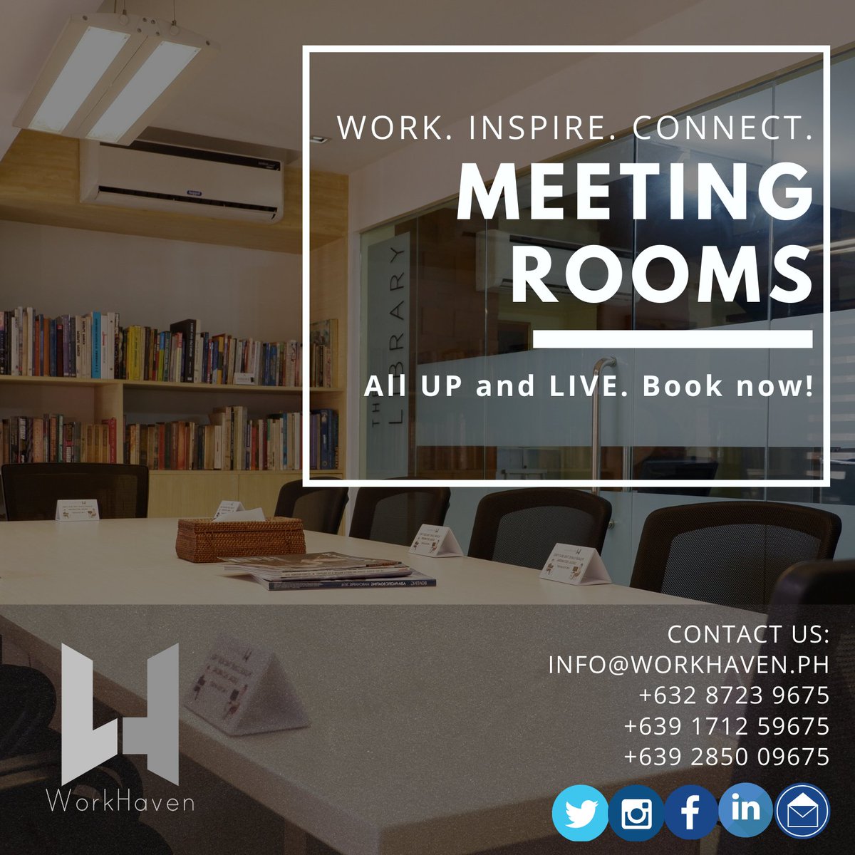 workhavenph's tweet photo. Our meeting room is equipped with an air purifier to maintain the circulation of clean air. Have your online meeting, video conferencing, and webinar at ease. Book with us now!๐ #WhereWorkAndInspirationIntersect #WorkHaven #MeetingPlace #webinar #onlinemeeting #videoconference https://t.co/PmWN3eXhsG