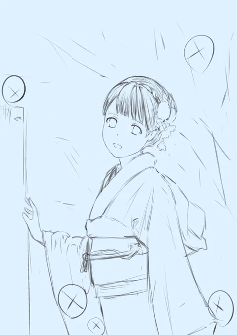 練習164日目。昨日はいいねをいっぱいありがとうございました。今日から、お正月用のイラストです(о'∀`о) #模写 #イラスト練習中 