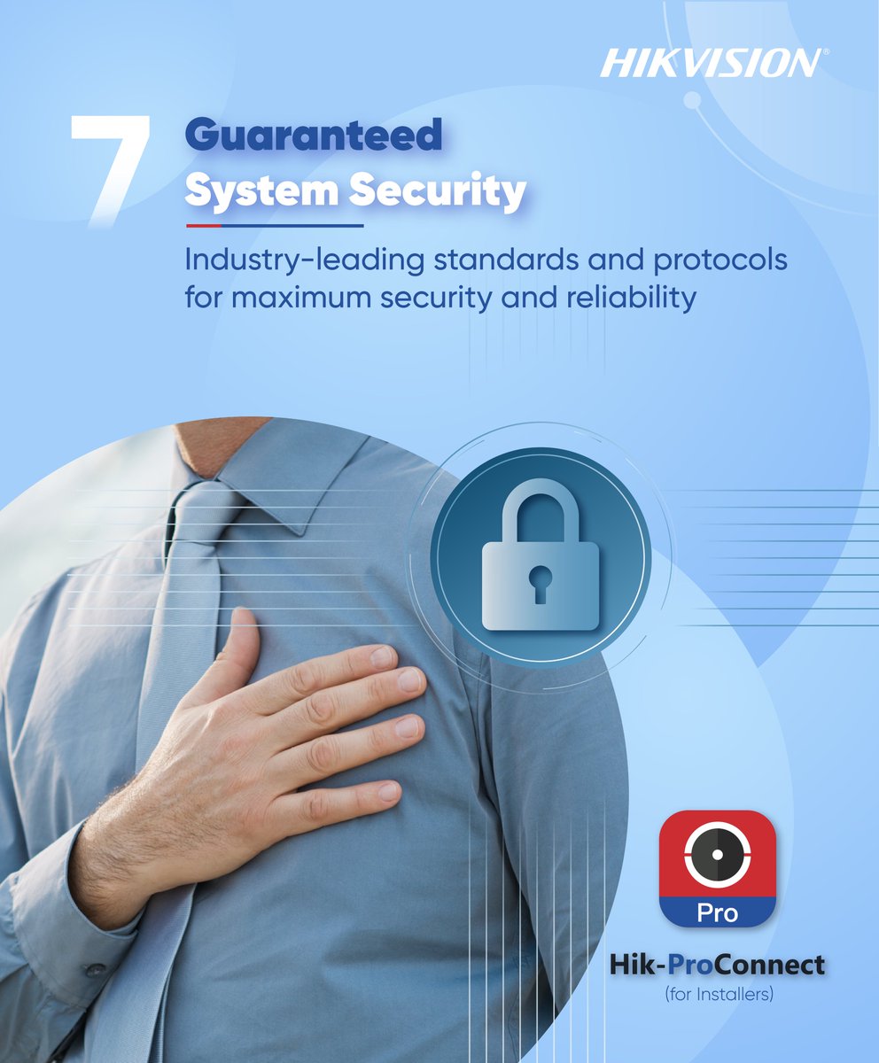 HikvisionHQ's tweet photo. How does #HikProConnect guaranteed system security? TLS protocol for private and secure data transmission. User-defined AES encryption key for stream encryption. Encrypt full link between client and server through HTTPS protocol. Learn more: https://t.co/VPBGIqfSoj
#Hikvision https://t.co/kgSAGW8TlE