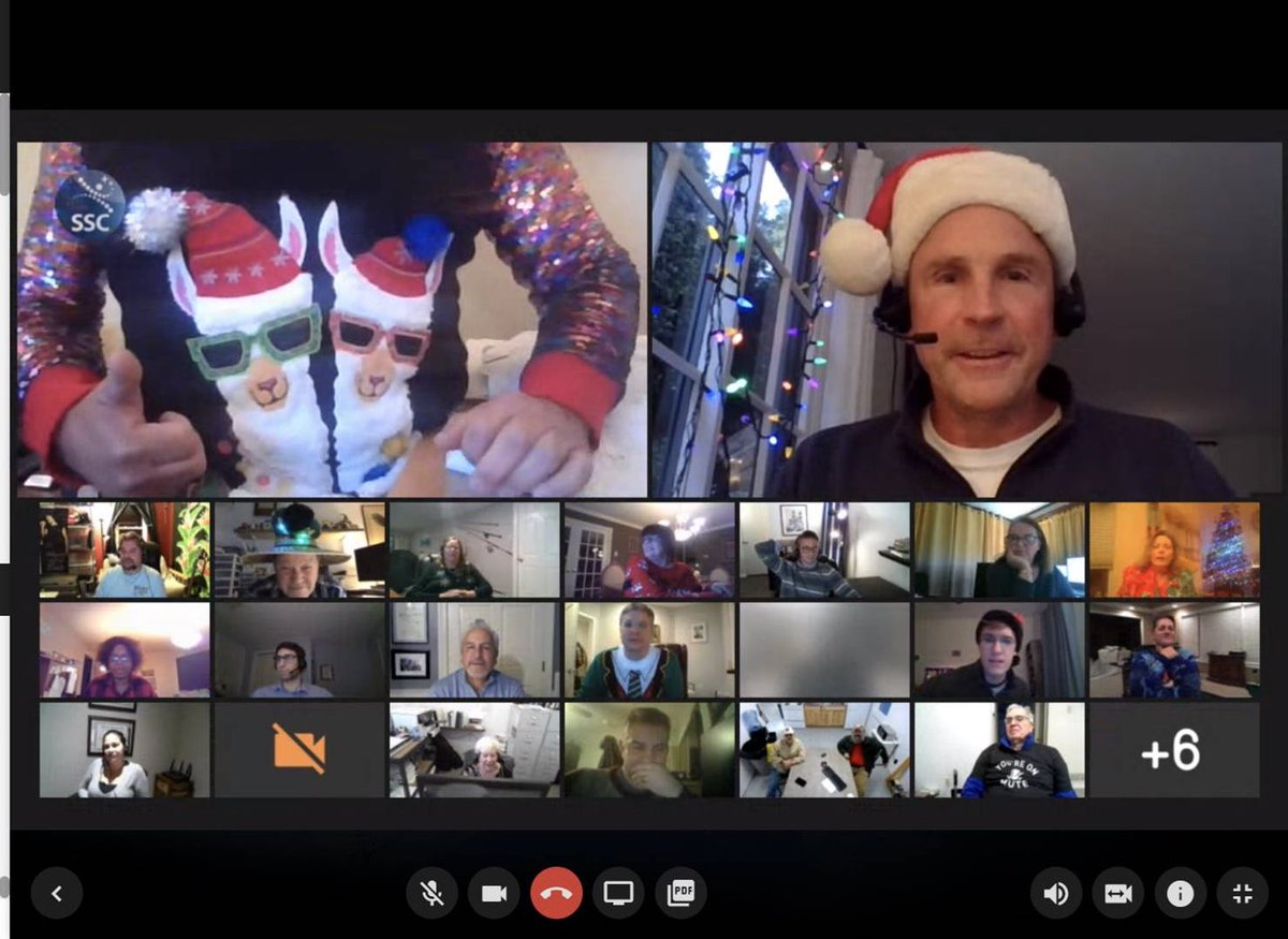 Greeting from the SSC Space US Holiday party! Great fun and the winner of the ugly sweater contest shown at the right!  #SSC