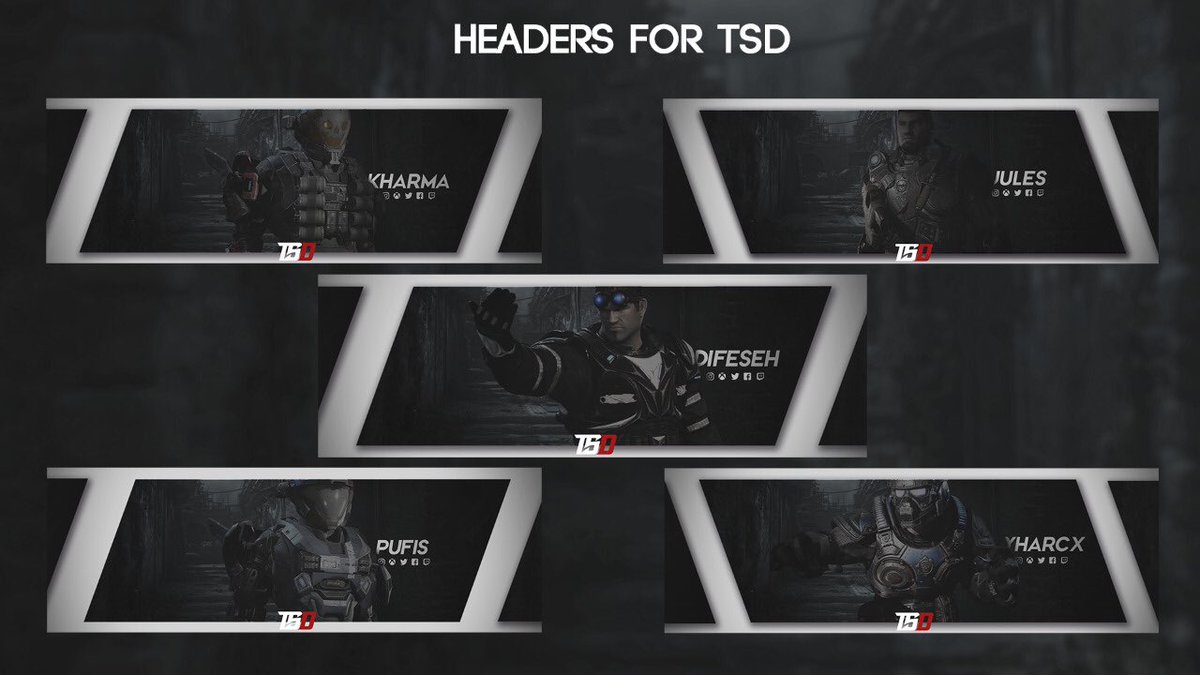 TSDesport's tweet photo. GEARS OF WAR 5 l HEADERS 

Roster de #Gears5 

👾@Difeseh
👾@kharma_rap
👾@yharcx2
👾@JulesGod1
👾@Puf1sUwU 

#GoTSD #WeAreHere 

Diseño @Difeseh https://t.co/IOZvRqyOsL
