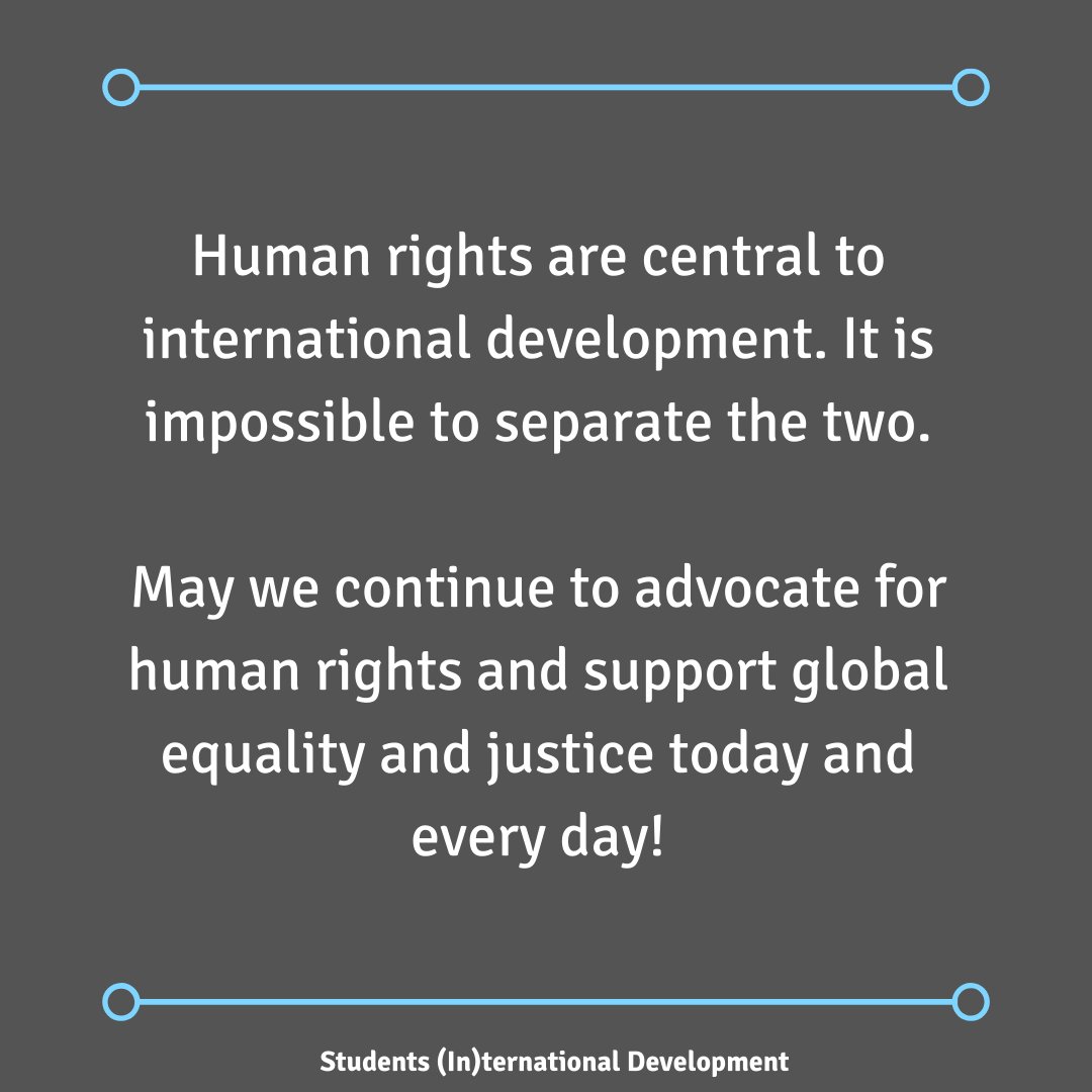 studentsinid's tweet photo. Today is #HumanRightsDay and we know that international development requires rights-centered approaches to create global justice and equal opportunity. Stand with us as we support #humanrights in #internationaldevelopment! https://t.co/g27sTSJNJM