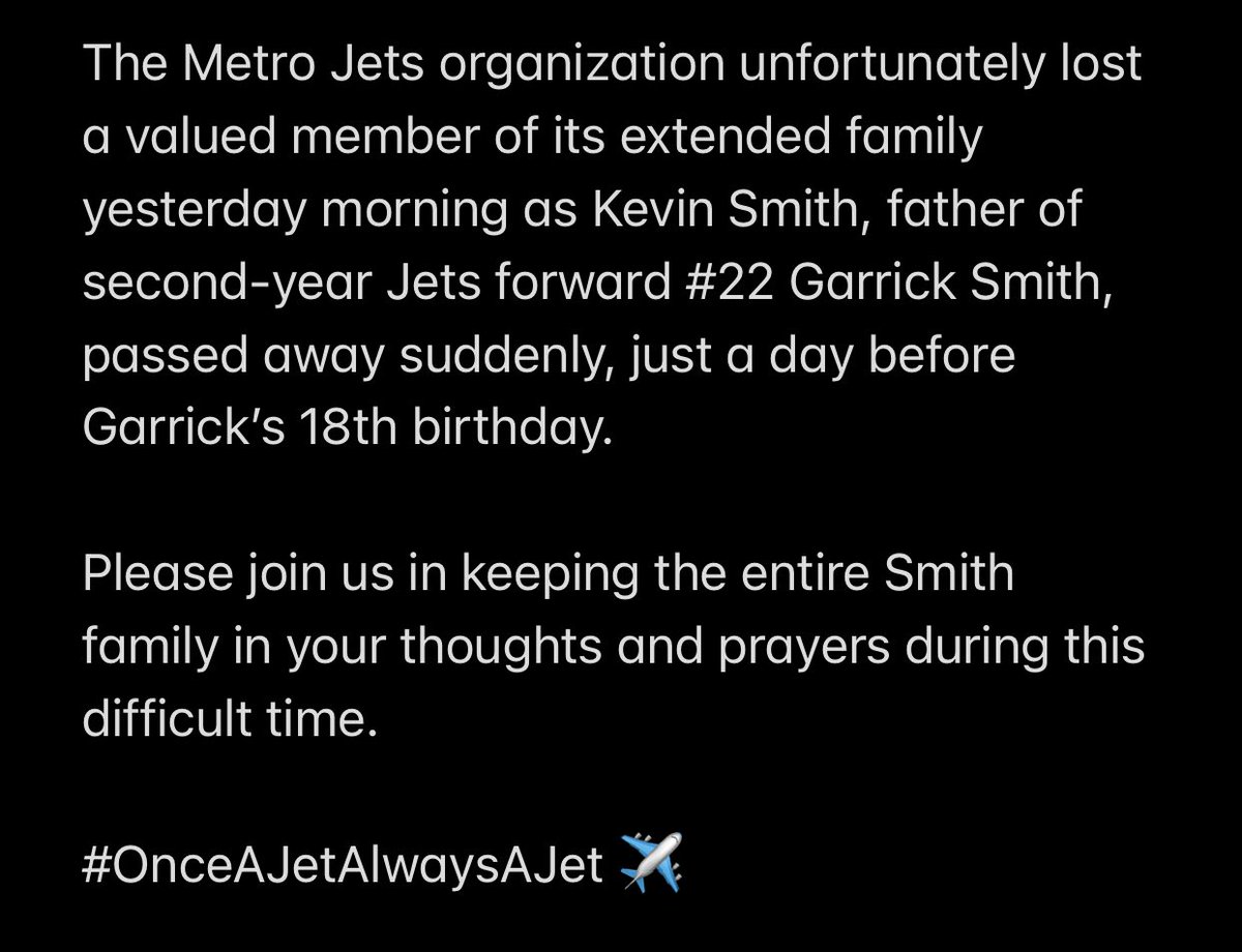 MetroJetsHockey's tweet photo. Sad news from the #MetroJets tonight... https://t.co/dbOfYUAfKX