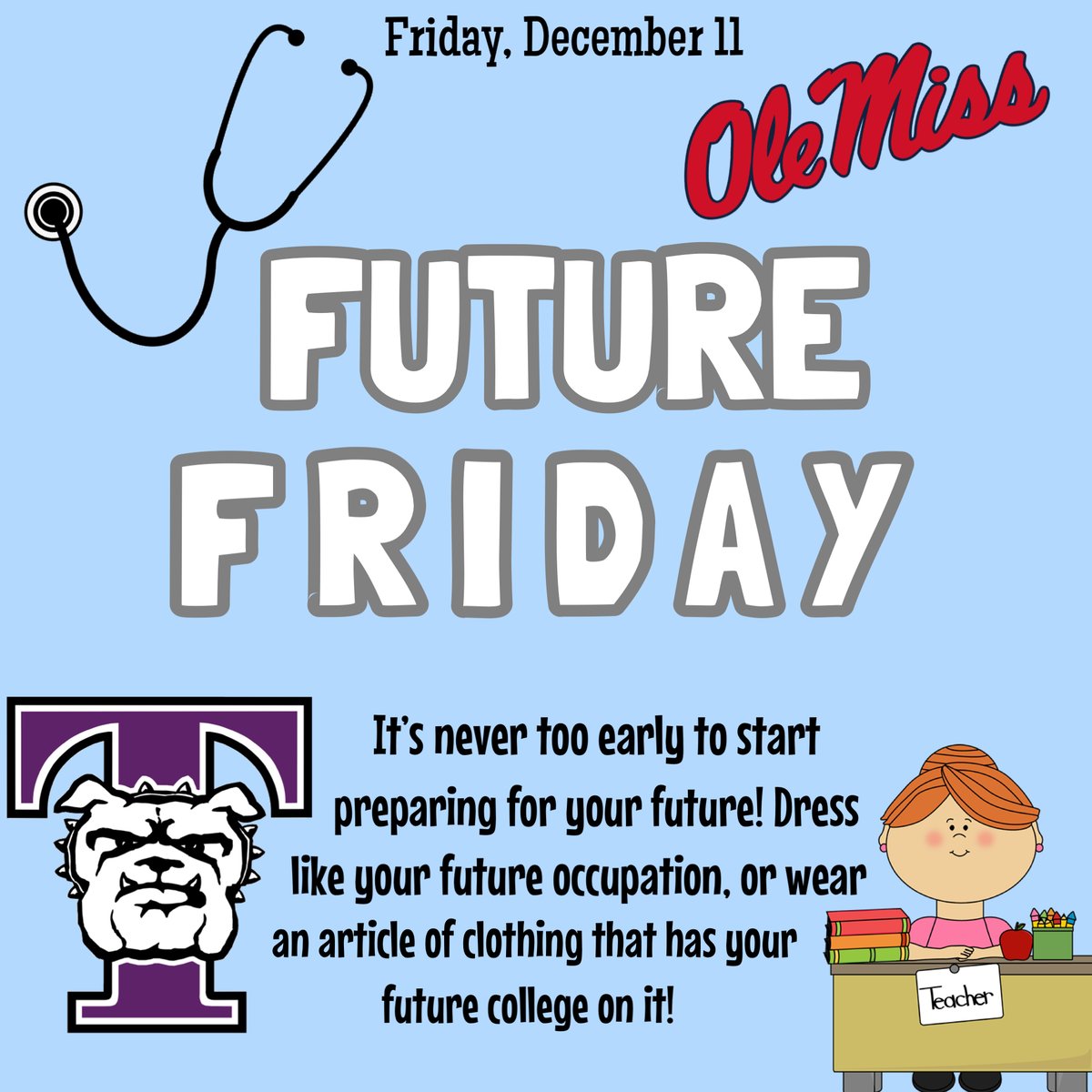 MoberlySenate's tweet photo. Don't forget to participate! Wear a shirt for the college you hope to attend or something that represents your future career. https://t.co/ApNJ0Ra7tv