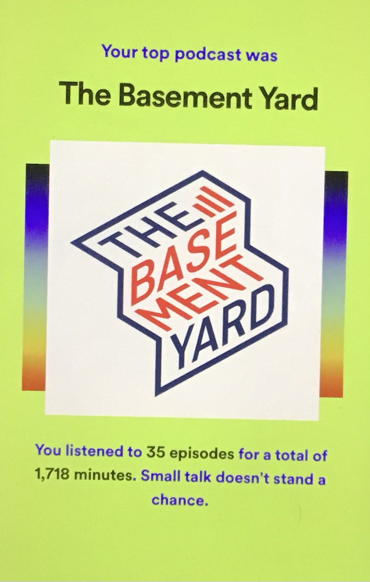 TheBYPodQuotes's tweet photo. Surprise surprise
@FAlvarez8085 
@JoeSantagato 
@DannyLoPriore 

(It’s actually pretty low because I watch most episodes on YouTube and only use Spotify when travelling) https://t.co/tLLXj1ATjd