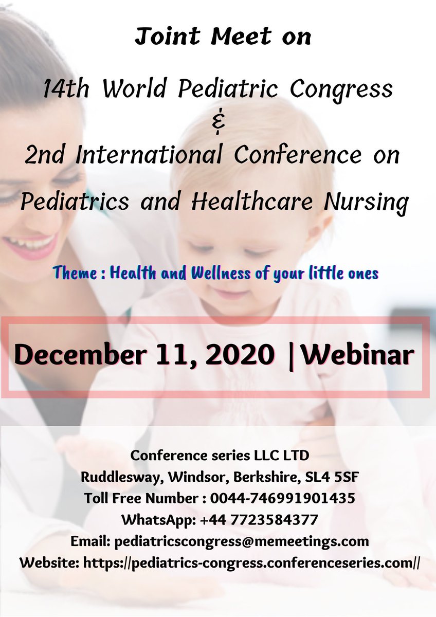 WPC_2020's tweet image. The day has arrived.....
Join us at this #webinar #online #RegisterNow 
Meet the amazing #Speakers and explore your ideas #pediatricians #Neonatologists #Doctors #Medicalprofessionals #researchers #Students @WPC_2020