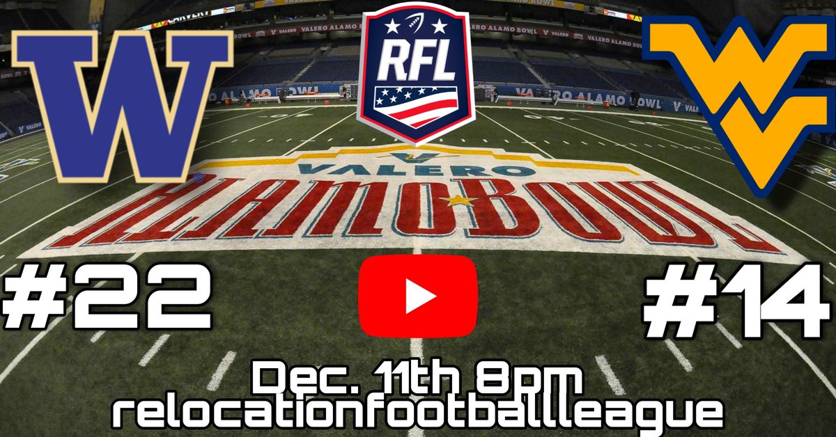 richardson_of's tweet photo. It's the rematch! #CSWashington versus #CSWestVirginia! @RFL_Sim_League College Series  #AlamoBowl! 8pm tomorrow on https://t.co/VmqvKgLZlm!
#LeagueFirst #Mountality #MountainMade https://t.co/pkFWLfge1D