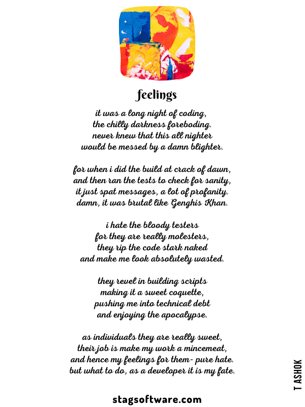 STAGSoft's tweet photo. The interesting relationship between the developer and testing folks like Kilkenny cats penned as a creative titled 'feelings'.
https://t.co/XzQlquyp8C 
Enjoy the #FridayFeelings on software #testing. 
#STAGSoftware https://t.co/NkdmFZMCvA