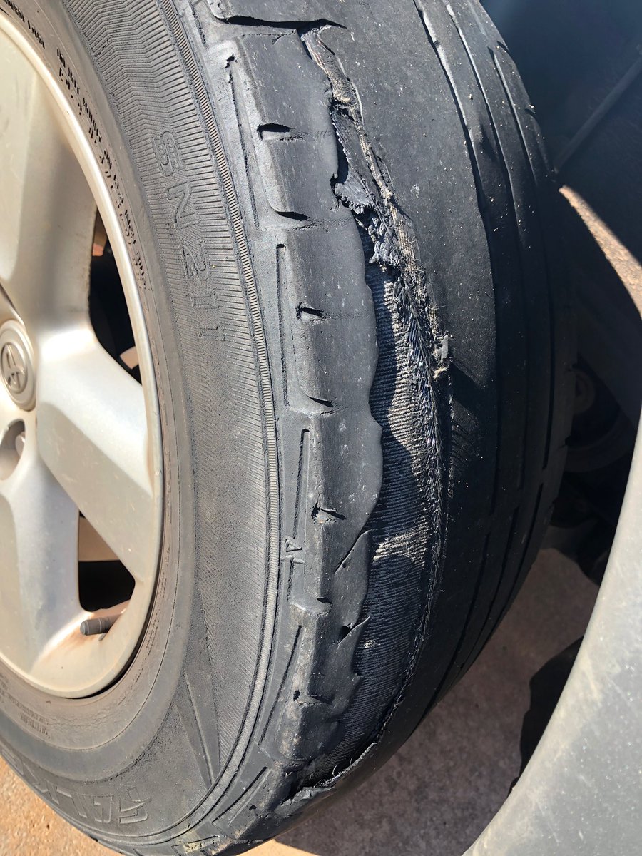 jaylinnreed13's tweet photo. 4 months ago, @abisusud and I drove 11 hours on this tire and I think enough time has passed to where I can laugh about it now. https://t.co/NXM1wy5SyK