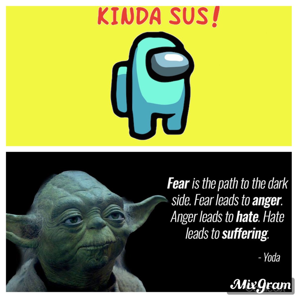 WeningAmber's tweet photo. Making content relevant in the age of remote learning: The antonym for trustworthy is most definitely sus. When a kid shows up to class in a Yoda mask- you simply ask him to explain why Yoda is or is not trustworthy and to support his claim with evidence. #2020teaching https://t.co/fL4U76qkM3