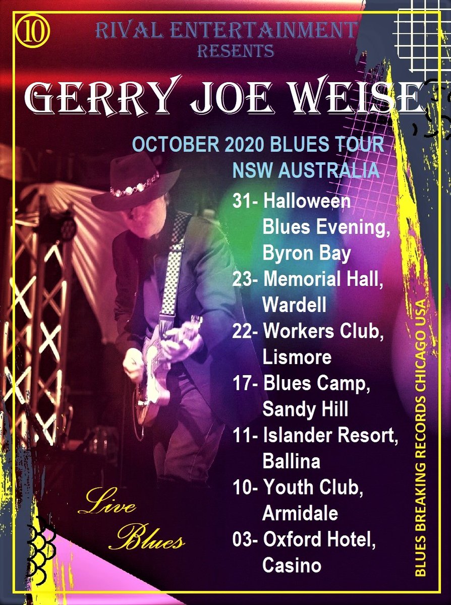 GerryJoeWeise's tweet photo. Gerry Joe Weise Blues Tour, October 2020, NSW Australia. #GerryJoeWeise #Blues #guitar #Australia #Australian #Amazon #AppleMusic #iTunes #Spotify #BluesRock https://t.co/REHdxPrv4p