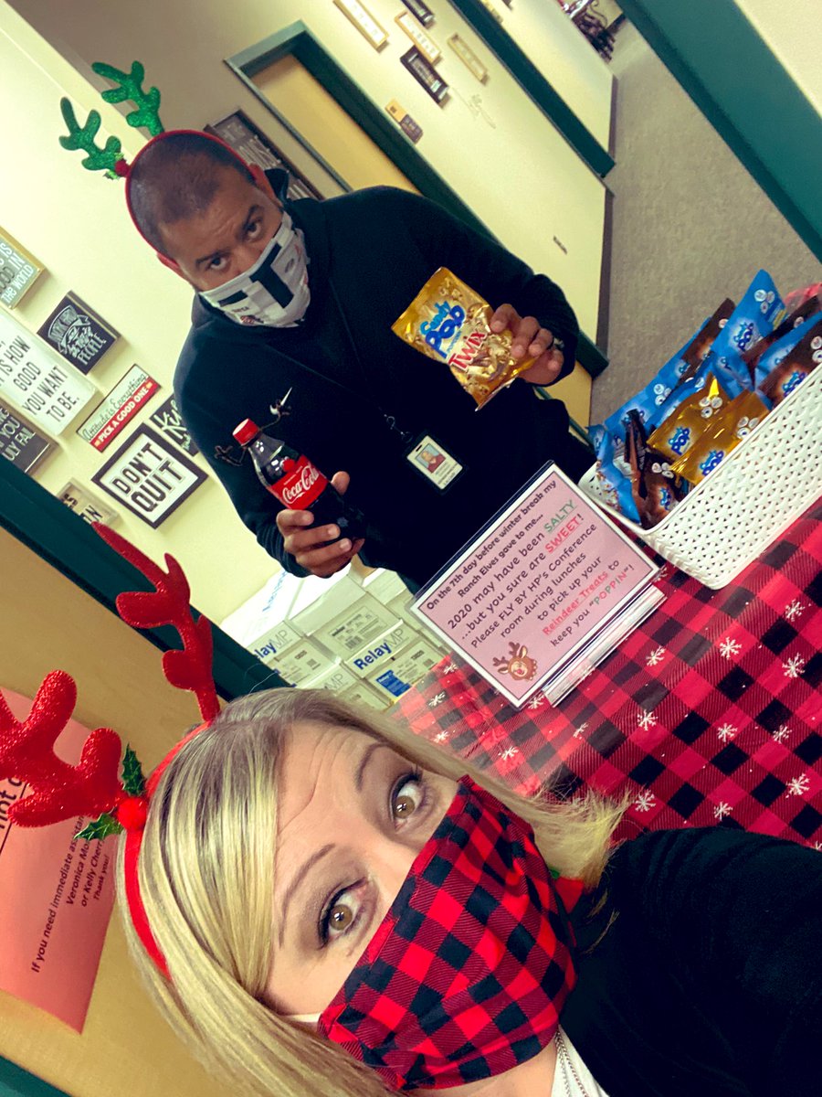 pinkpatterson's tweet photo. 2020 has been a bit SALTY...but my @WeAreGRHS staff is oh so SWEET....so it was time for some fun reindeer treats! Thanks to our @GRFFASchroeder Floral Design classes...we had a herd of 212 @CocaCola Reindeer! #WeAreGR #candypopcorn #12DaysOfXmas2020 https://t.co/3lXooX43ey