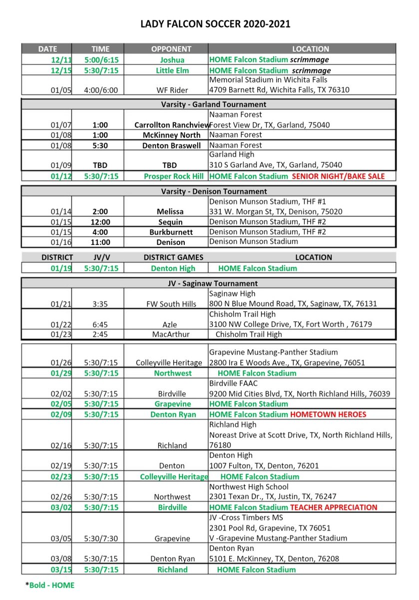 ladyfalcon_ld's tweet photo. Soccer fans!  And...we are off to a great soccer season!⚽️

⏩Scrimmage HOME game Friday Dec 11th!  
Lake Dallas VS. Joshua- JV starts at 5:00p and V -6:15p.
Stop by the concession!🥨🌭

**PLEASE ABIDE BY COVID19 GUIDELINES -WEAR A MASK AT ALL TIMES AND MAINTAIN A SAFE DISTANCE. https://t.co/f64sRye4Lb