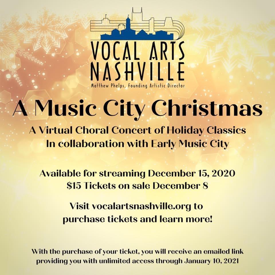 EarlyMusicCity's tweet photo. We are so excited to be a part of A MUSIC CITY CHRISTMAS with #VocalArtsNashville ! Available for stream on Monday, December 15th! Visit https://t.co/5Jm2Zoa0K0 for more information and tickets! https://t.co/9ml2Yo1wst