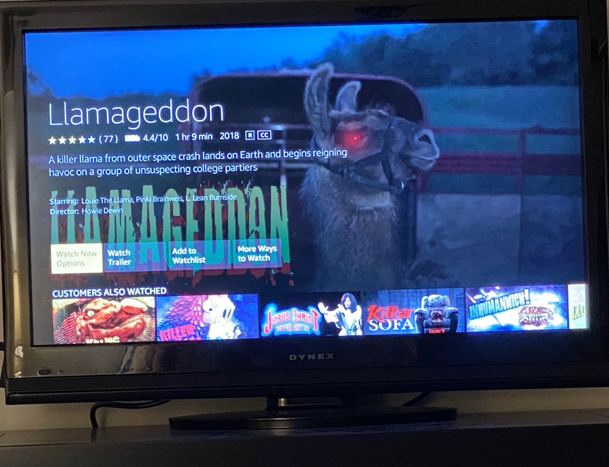 averyfan's tweet photo. When you are about to go to sleep but discover that this movie exists. #ineedpopcorn #Llamageddon https://t.co/Ezb92JnoA5