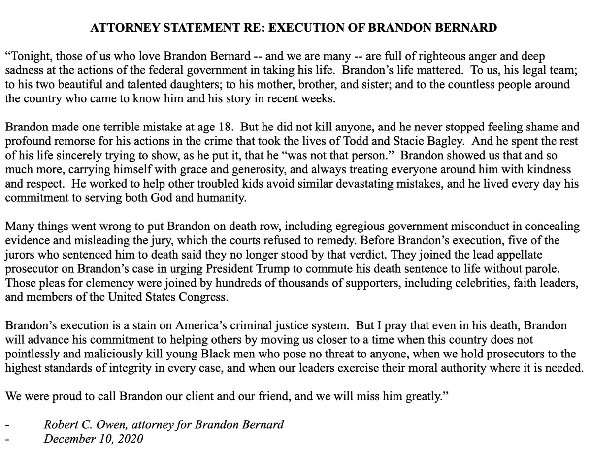 LilianaSegura's tweet photo. Statement from Brandon's lawyer, Rob Owen. This legal team fought hard to tell his story. They cared immensely about Brandon. Along with his family, friends, and countless others, they are grieving him tonight. https://t.co/Yrzg9ZXDG7