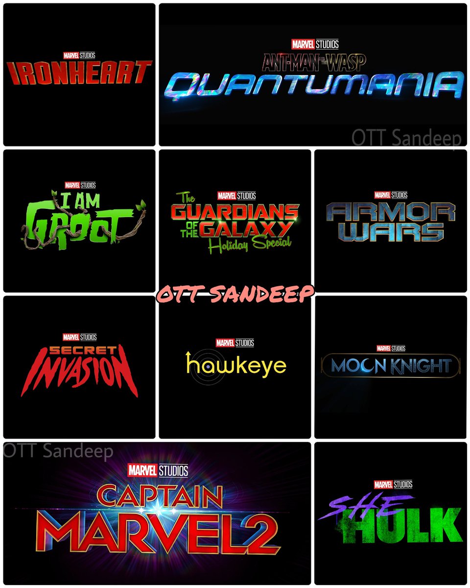 MarvelKannadaFC's tweet photo. #AntManandTheWaspQuantumania new logo released.
#CaptainMarvel2 releasing on 11th November 2022.
Also announced new #DisneyPlus originals: #IronHeart. #IAmGroot. #ArmorWars. #SecretVision. #Hawkeye. #MoonKnight. #SheHulk. #GuardiansOfTheGalaxy.
More info on @MarvelStudios. https://t.co/FMEywV2qc7