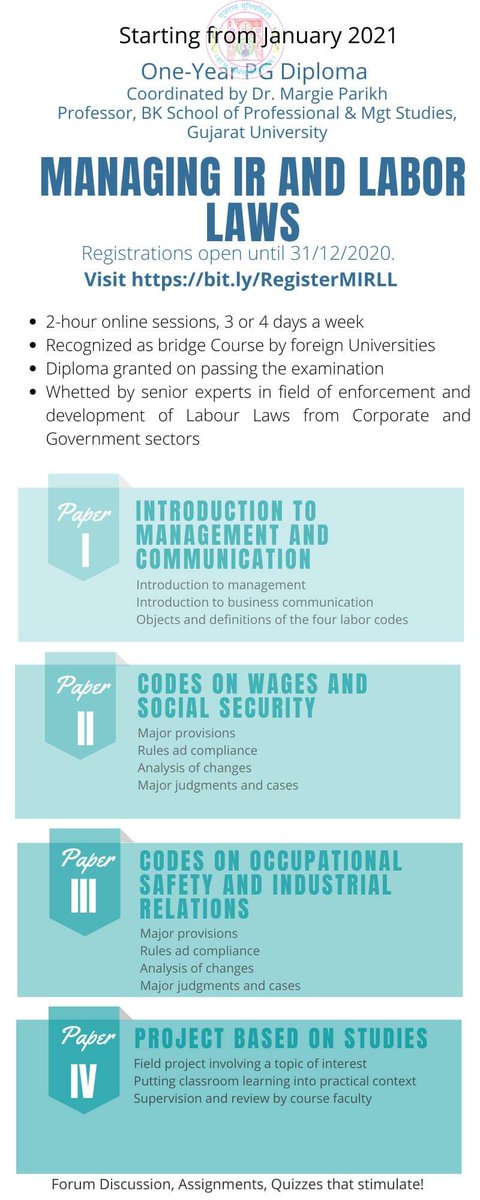 margieparikh's tweet photo. Have you certified yourself for what you know about the four new labor codes? Enroll for this 16-credit diploma program: https://t.co/a5dzfmN821 https://t.co/gmMKglxa34